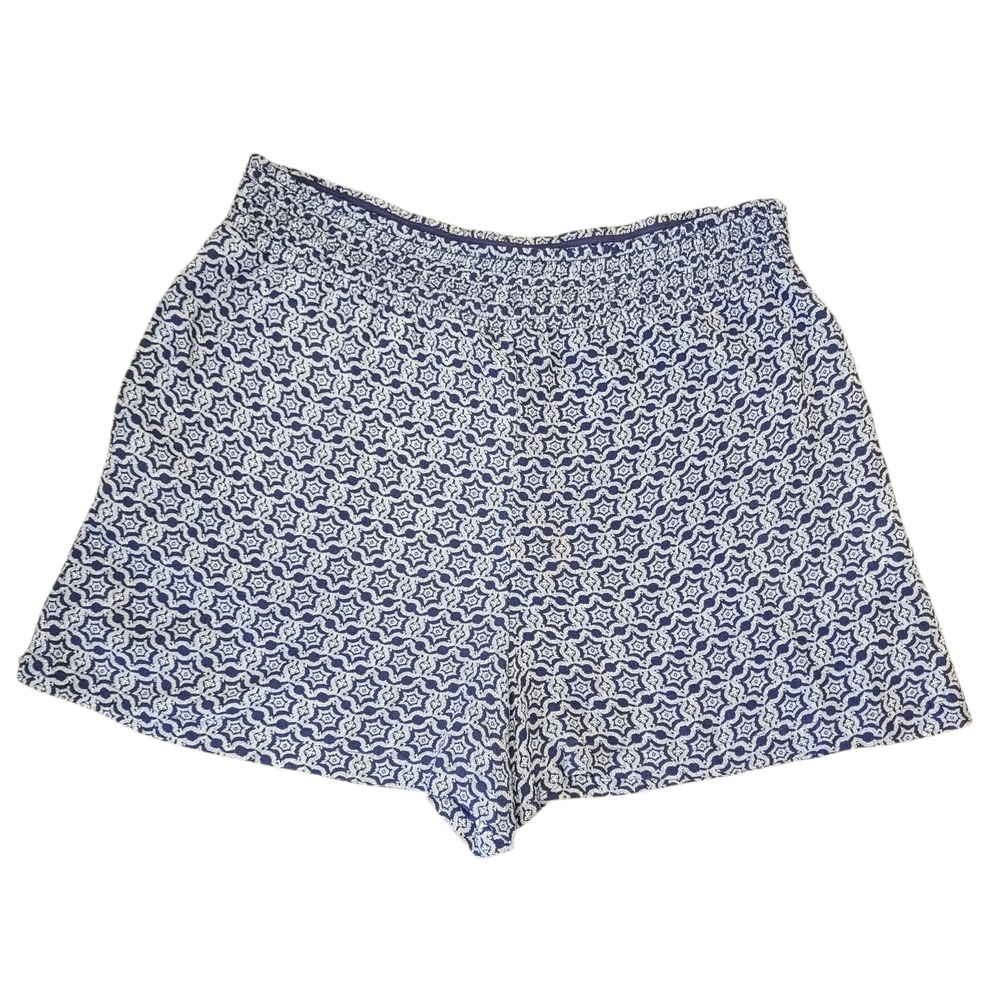 Knox Rose XXLNavy White Geometric Star Print‎ Smocked Waist Shorts Linned
E651